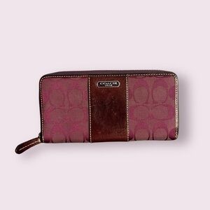 Coach Color Block Monogram Zip Around Wallet